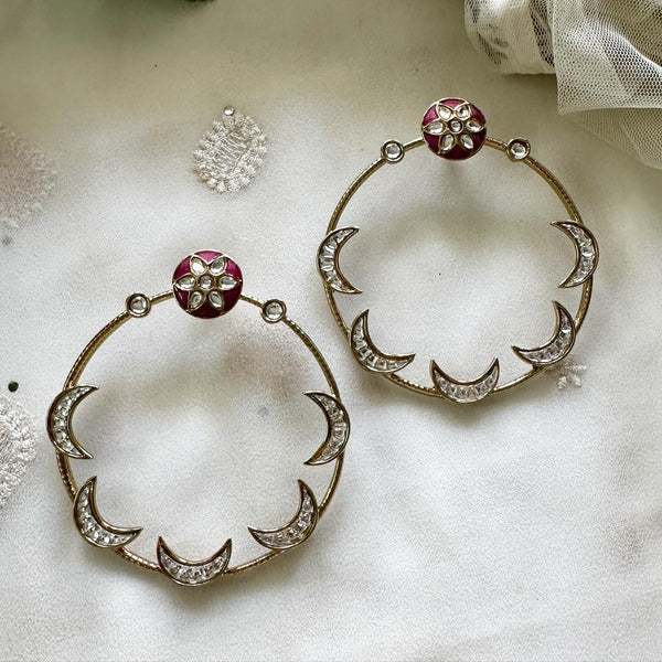 Hollow chaand stud-Bali earrings