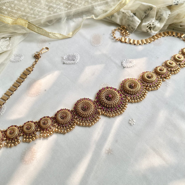 Matte Chakras string hipchain - Full Ruby