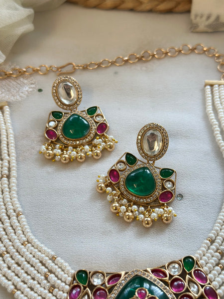 Kundan Rani pearl short set with grand pendant
