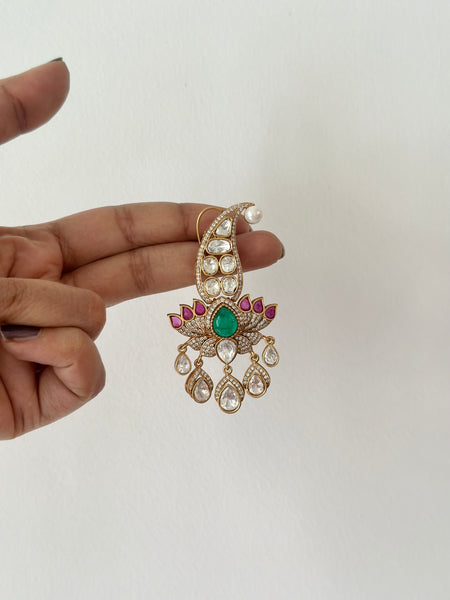 Polki kundan lotus drops earrings