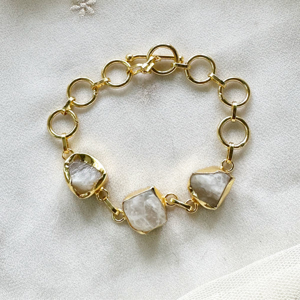 Raw stone openable bracelet