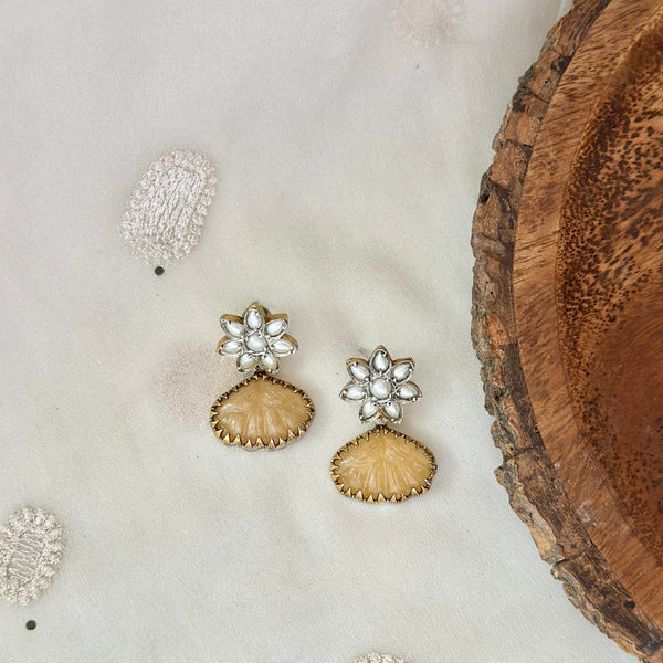 Real Rei pearl petal floral studs