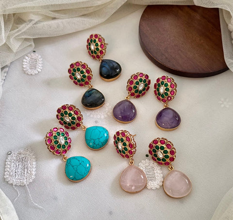 Kundan Marigold tear drop earrings