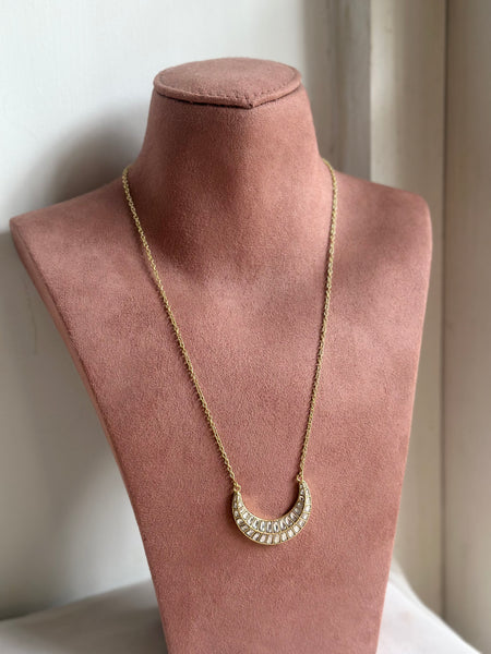 Polki Half moon pendant with chain