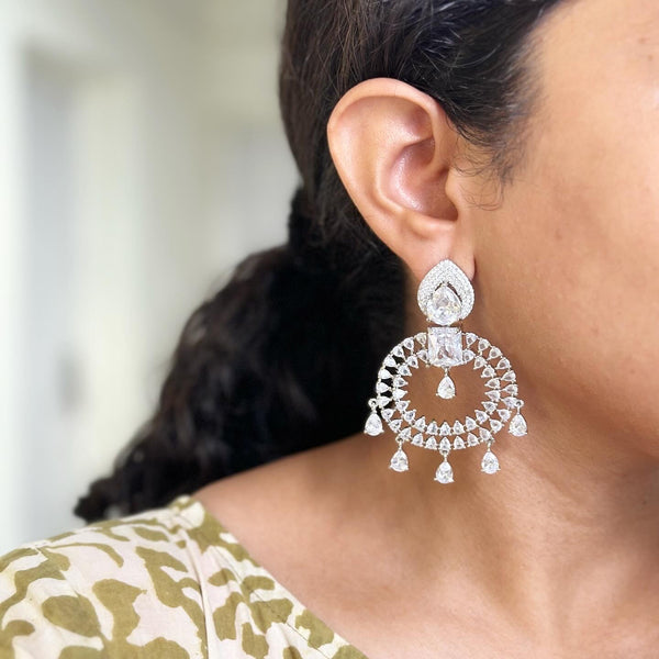 Silver CZ Circle Shine earrings - Adorna