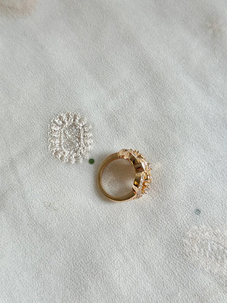 Polki floral finger ring (fixed size; 12)