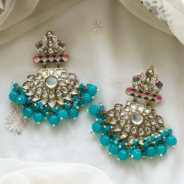 Polki Kundan Haathi Chaandbali earrings - Adorna