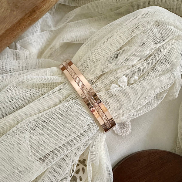 Rose gold Chain-Smooth border openable bracelet