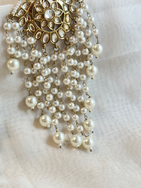 Regal Swarna Polki pearl tassel earrings