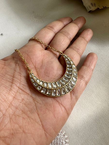Polki Half moon pendant with chain