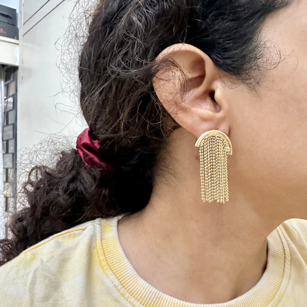 Gold InvU tassel earings