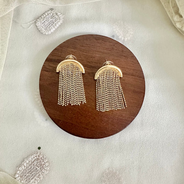 Gold InvU tassel earings