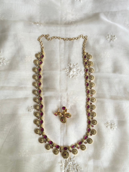 Antique matte Chakras Kemp long haaram set
