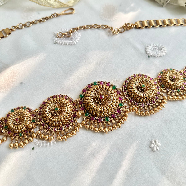 Matte Chakras string hipchain - Ruby-Green