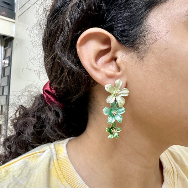 Greens Flower drops earrings
