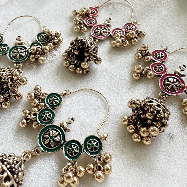 Antique Wheel jumkha hoop style earrings