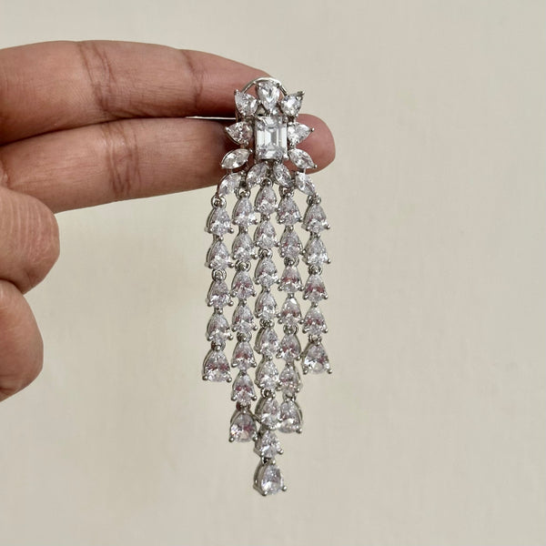 Sparkly white CZ Floral falls earrings