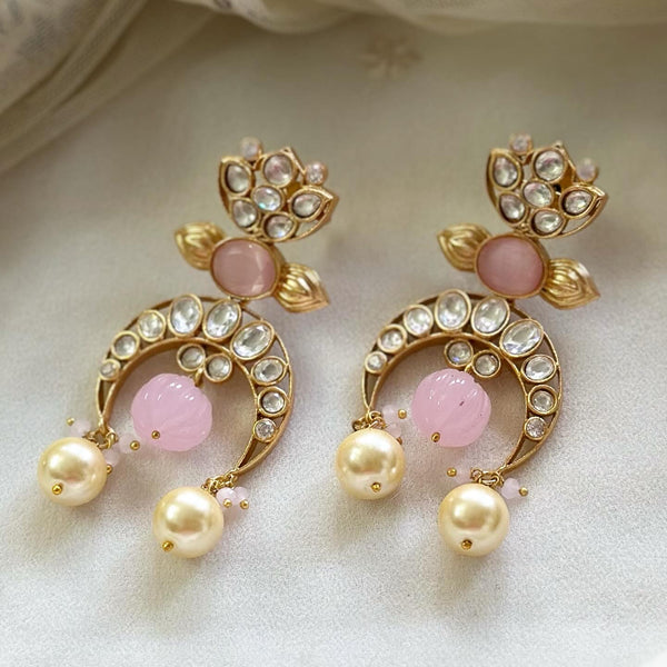 Polki Pastel Pink Pret earrings - Adorna