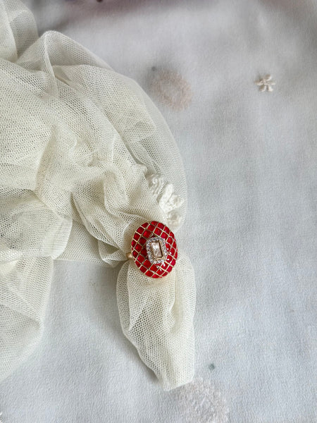 Ruby oval polki ring (size adjustable)