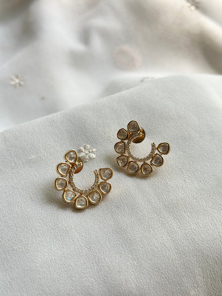 Polki C ear studs
