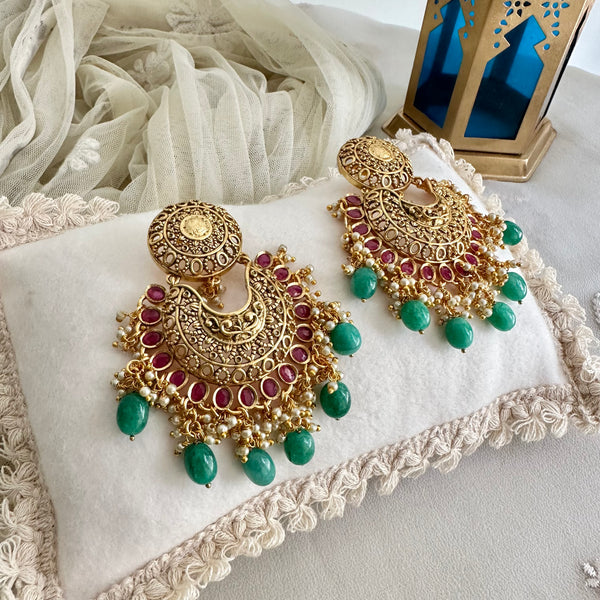Matte filigree chandbali earrings