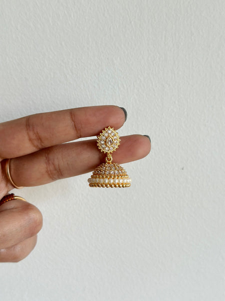 Gold AD Sangu pendant chain with earrings