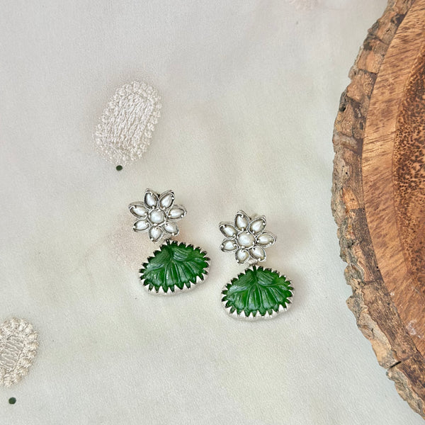 Real Rei pearl petal floral studs