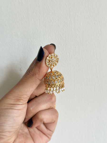 Gold AD Lotus pendant chain with jumkhas