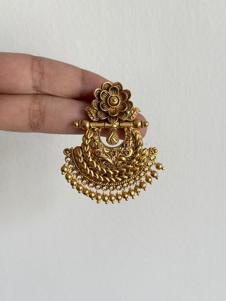 Matte Statement floral chandbali earrings (no stone)