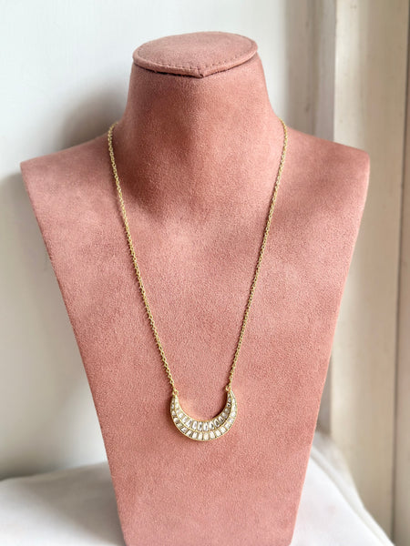 Polki Half moon pendant with chain