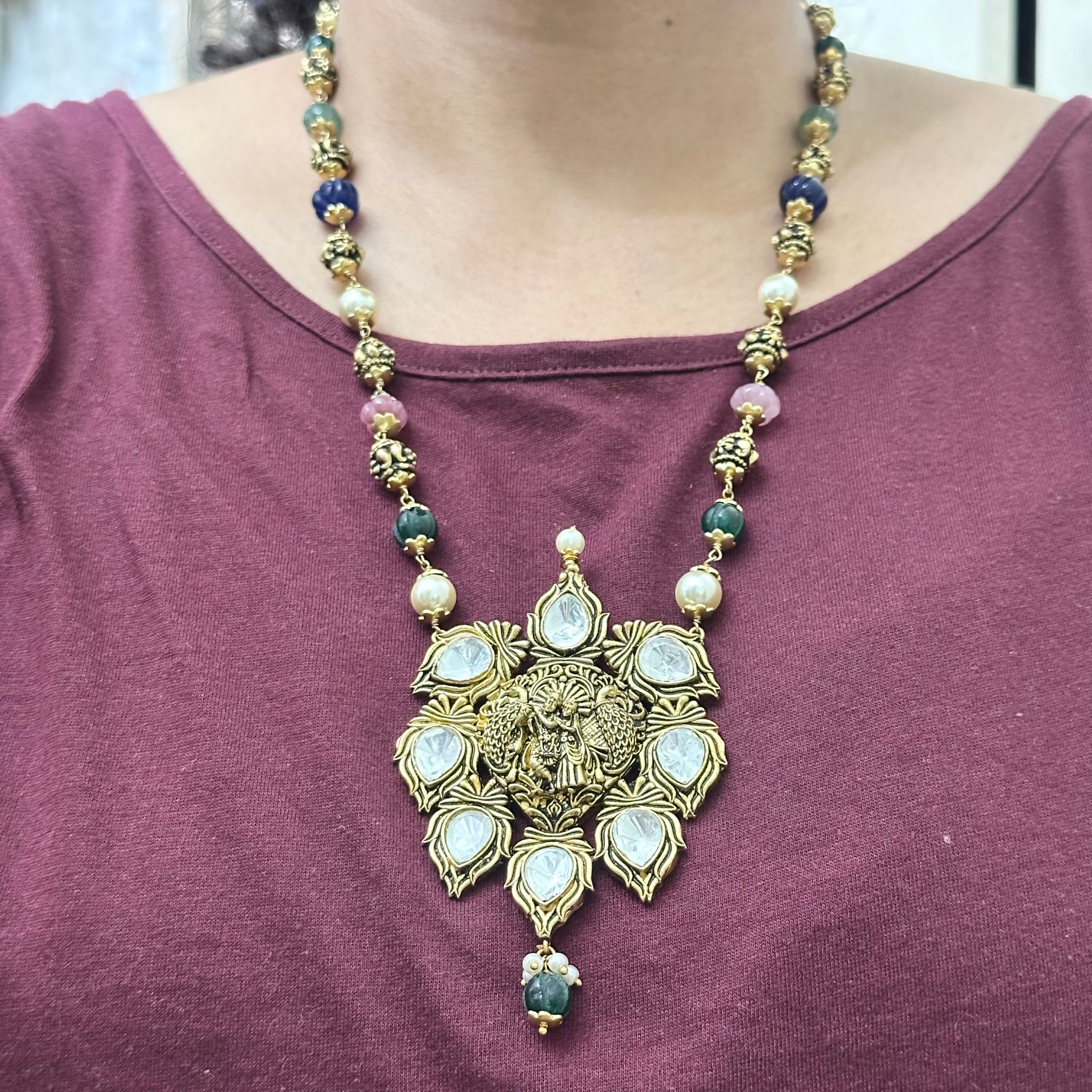 Pumpkin beaded dailty Antique mala