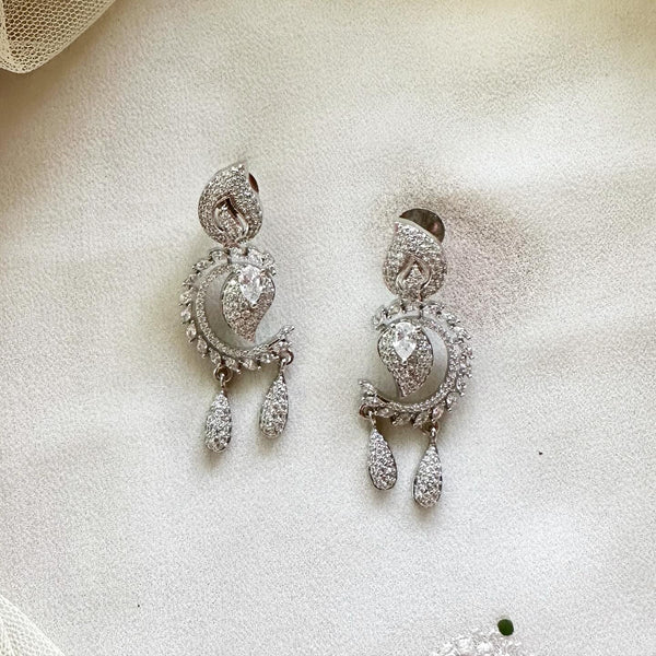 Silver CZ Paisley drops earrings