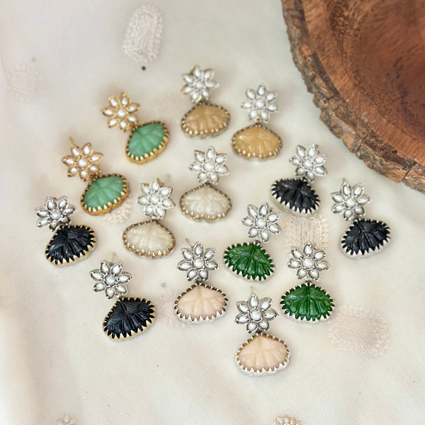 Real Rei pearl petal floral studs