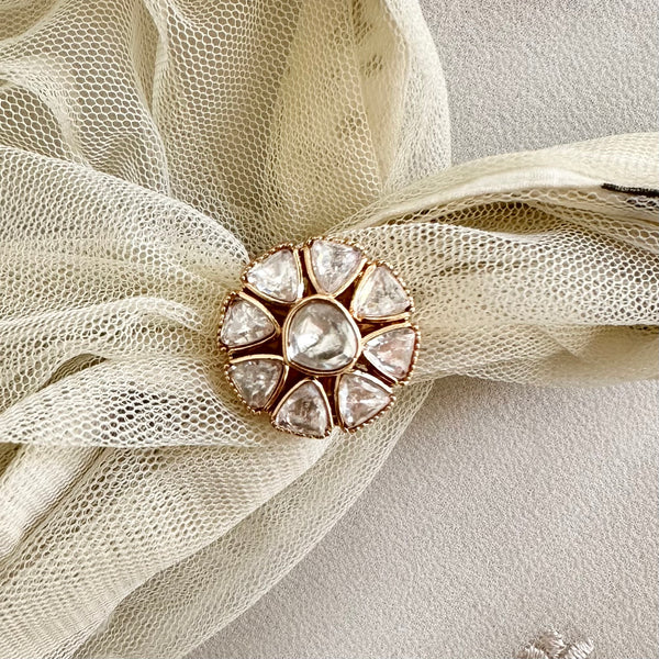 Polki flower ring (size adjustable)