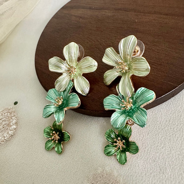 Greens Flower drops earrings