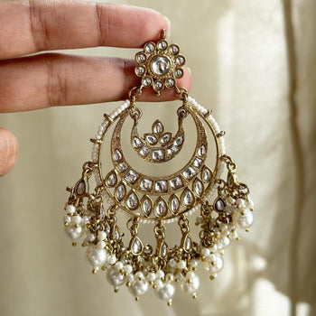 Pearl Rani layered chandbali earrings