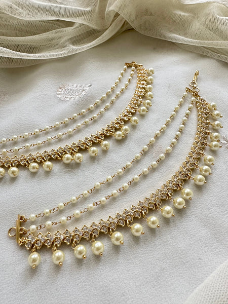 Gold AD 2 Petals row ear chains/maatal