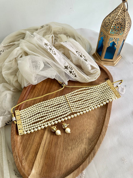 Multi layer Pearl choker set