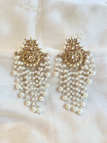 Regal Swarna Polki pearl tassel earrings