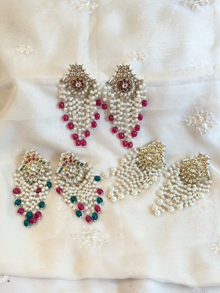 Regal Swarna Polki pearl tassel earrings
