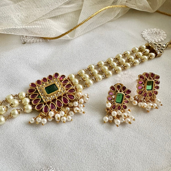 Matte Kemp Pearl choker set