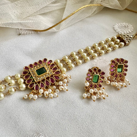 Matte Kemp Pearl choker set