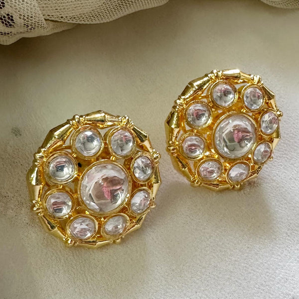 Gold Polki Dots round studs - Adorna