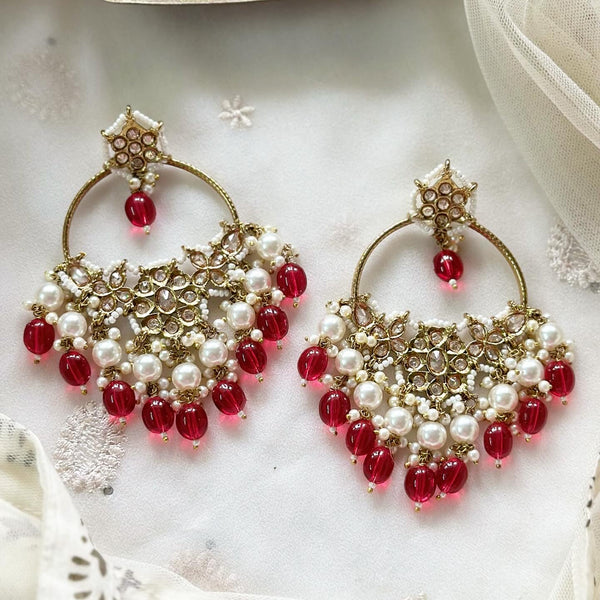 Glittery Gulaabi chaand earrings - Adorna