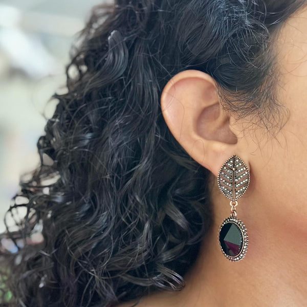 Victoria AD Leaf stone drops earrings