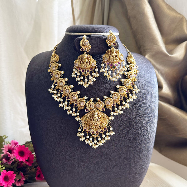 Antique Matte Lakshmi Peacock Pearl spike gutta set