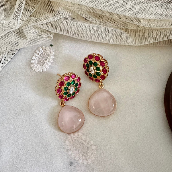 Kundan Marigold tear drop earrings