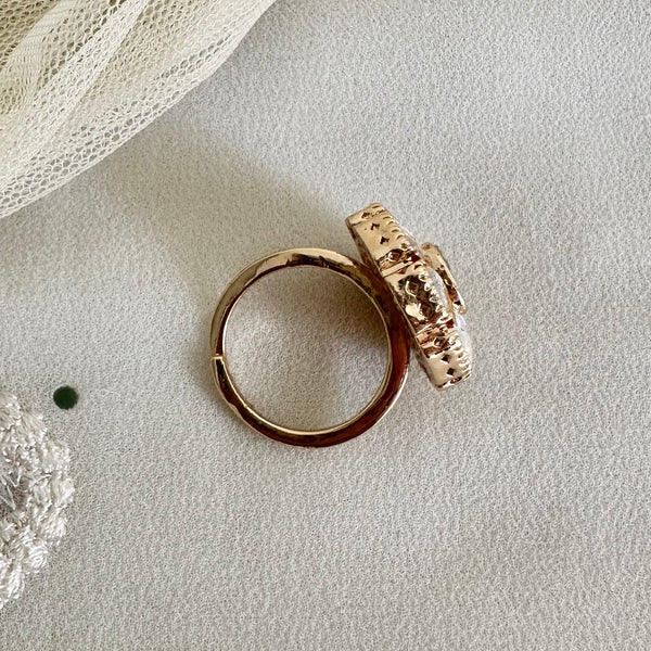 Polki flower ring (size adjustable)