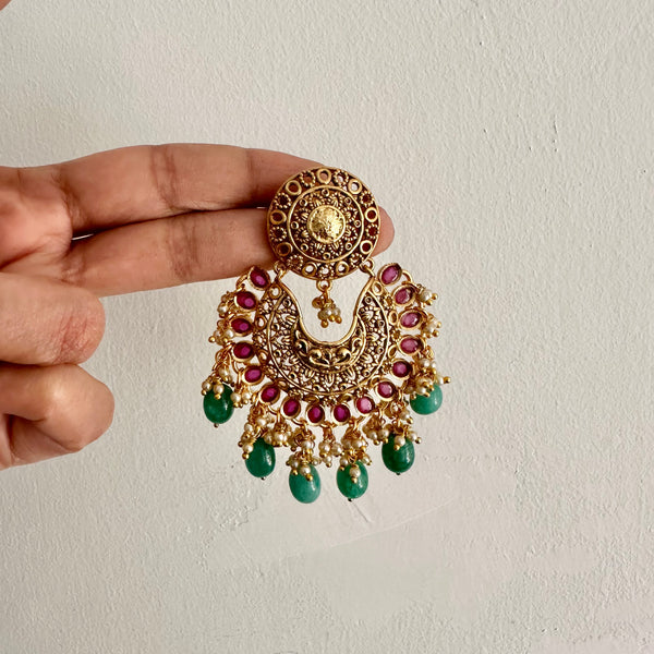 Matte filigree chandbali earrings