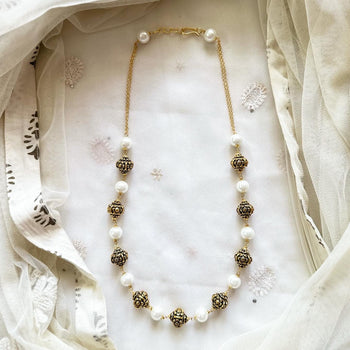 Lush pearl antique bead mala - Adorna